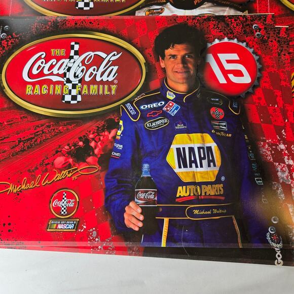 Coca Cola Nascar Racing Vintage 80s EUC placemat set 8 racecar drivers Party - Picture 5 of 13